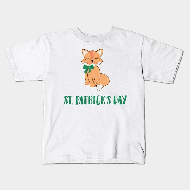 Saint Patrick's Day Fox Kids T-Shirt by Artmoo